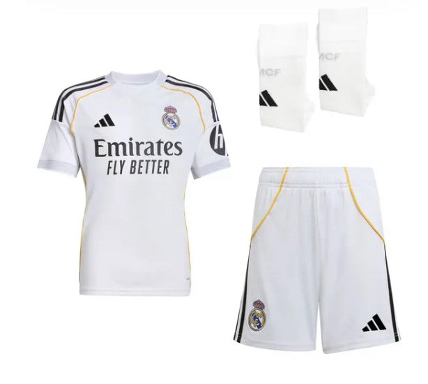 T-shirt e Pantaloncini Bambino Real Madrid Home 25/26 - Con Calzettoni