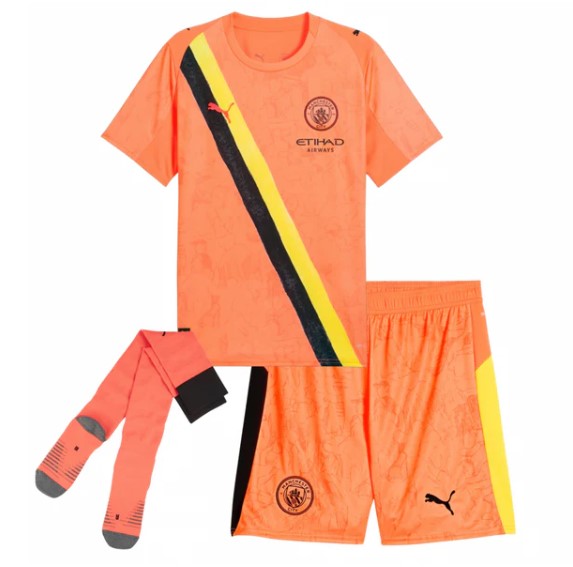T-shirt e Pantaloncini Bambino Manchester City Portiere 25/26- Con Calzettoni