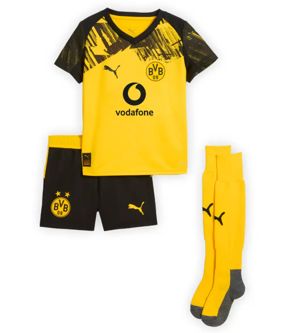T-shirt e Pantaloncini Bambino Borussia Dortmund Home 25/26 - Con Calzettoni