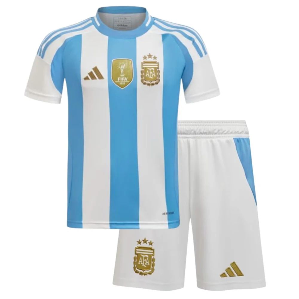 T-shirt e Pantaloncini Bambino Argentina Home 24/25 - Con Patch da Campione del Mondo